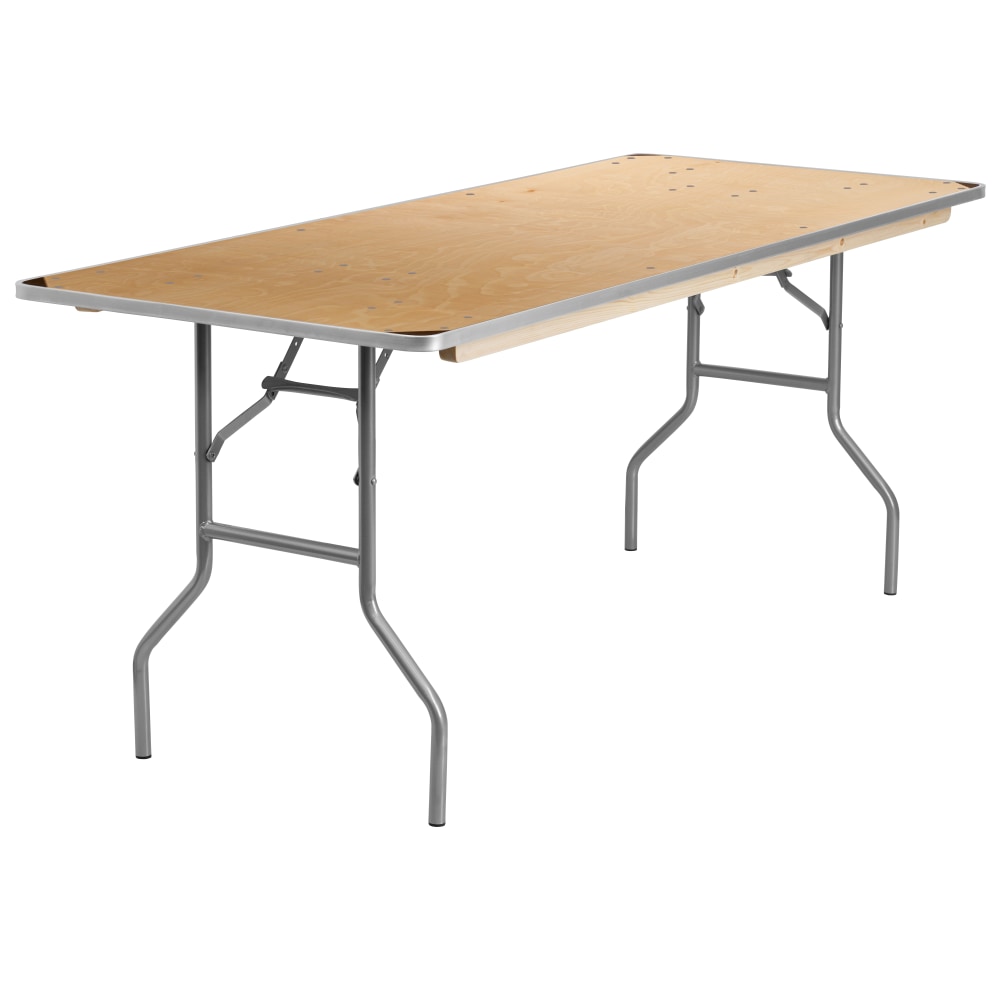 Flash Furniture Rectangular Heavy-Duty Folding Banquet Table, 30inH x 30inW x 72inD, Natural MPN:XA3072BIRCHM
