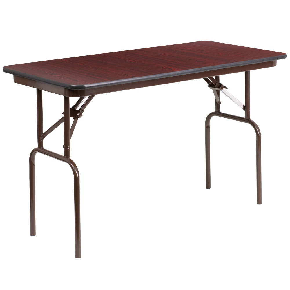 Flash Furniture Folding Banquet Table, 30inH x 24inW x 48inD, Mahogany/Brown MPN:YT2448MELWAL