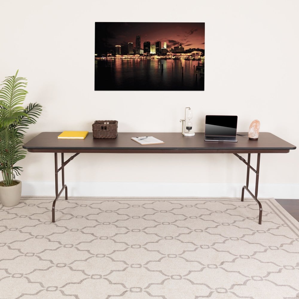 Flash Furniture Melamine Laminate Folding Banquet Table, 30inH x 30inW x 96inD, Mahogany MPN:YT3096MELWAL