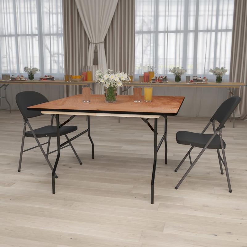 Flash Furniture Square Folding Banquet Table, 30-1/8inH x 48inW x 48inD, Natural/Black MPN:YTWFFT48SQ