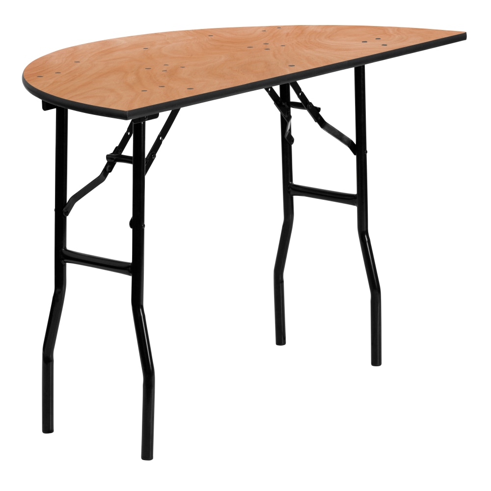Flash Furniture Half-Round Folding Banquet Table, 30-1/4inH x 48inW x 24inD, Natural/Black MPN:YTWHRFT48HF