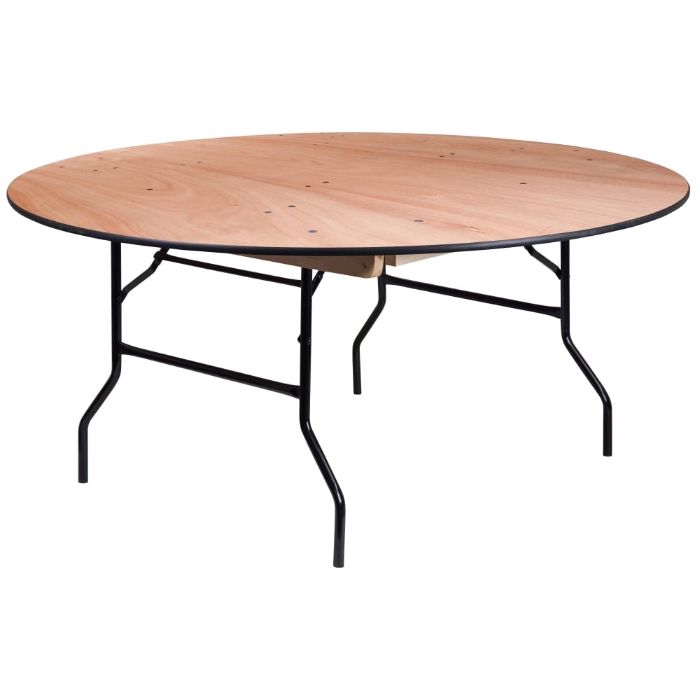 Flash Furniture Round Wood Folding Banquet Table With Finished Top, 30inH x 66inW x 66inD, Natural MPN:YTWRFT66TBL
