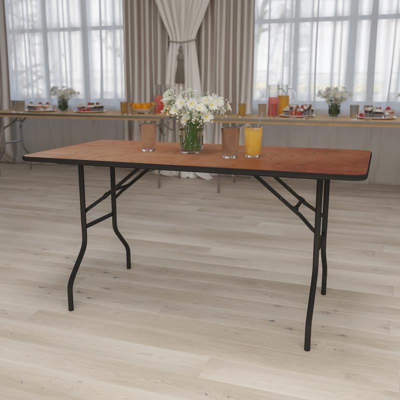 Flash Furniture Rectangular Folding Banquet Table, 30-1/4inH x 30inW x 60inD, Natural MPN:YTWTFT30X60TBL