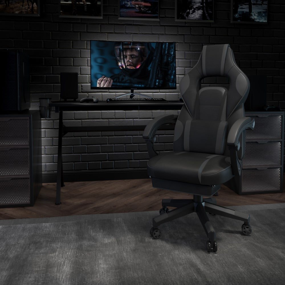 Flash Furniture X40 Gaming Chair With Fully Reclining Back And Arms, Black/Gray MPN:CH00288BK