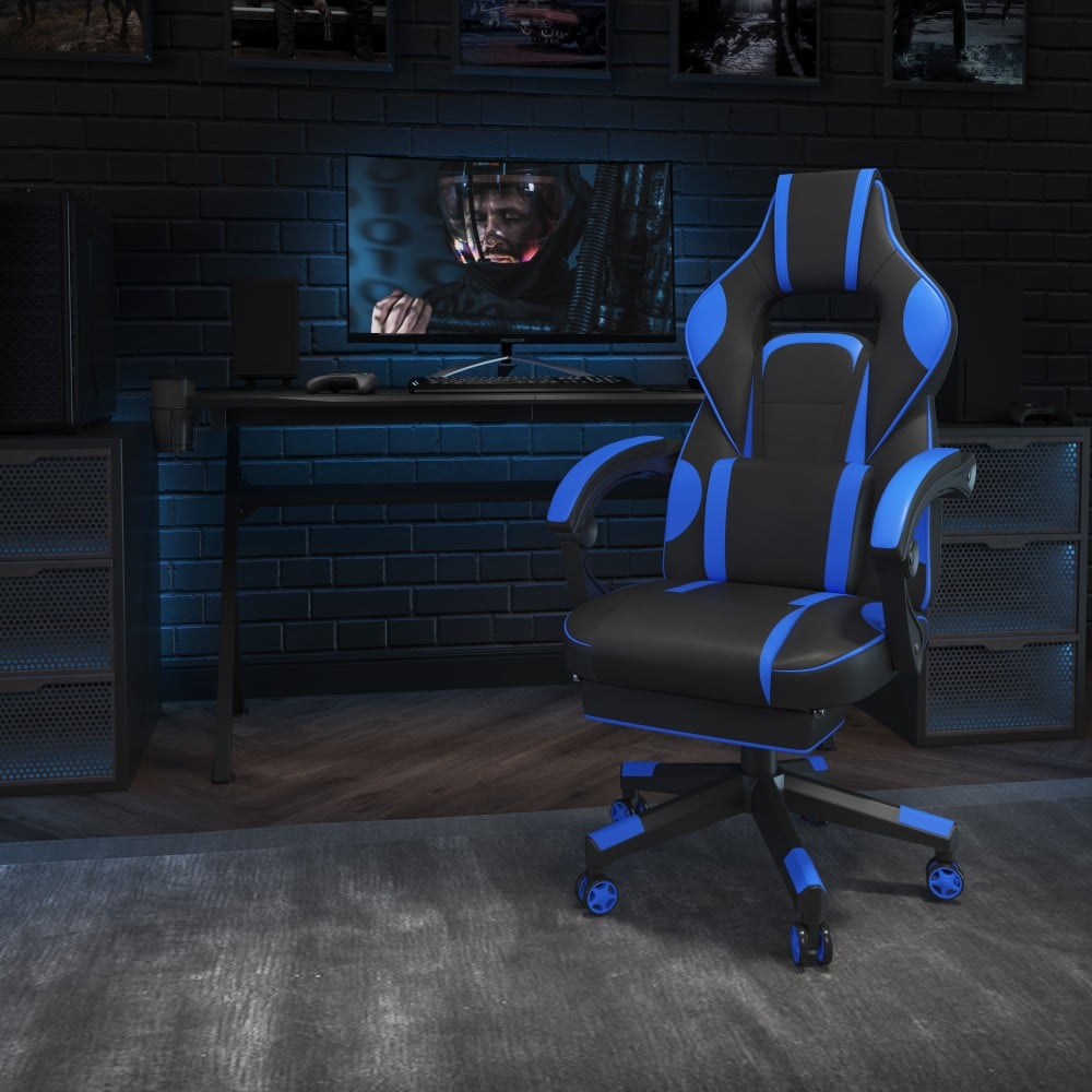 Flash Furniture X40 Gaming Chair With Fully Reclining Back And Arms, Black/Blue MPN:CH00288BL