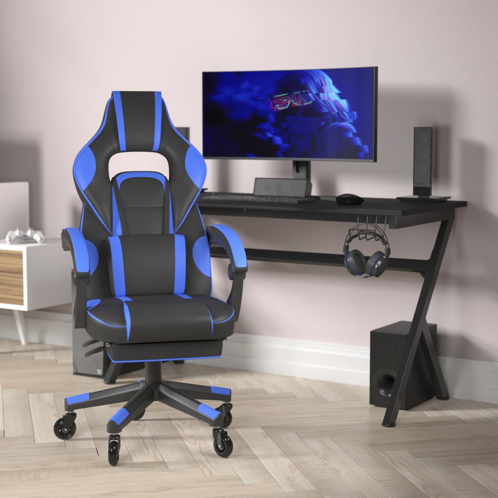 Flash Furniture X40 Ergonomic Faux Leather Racing Computer Gaming Chair, Black/Blue MPN:CH00288BLRLB
