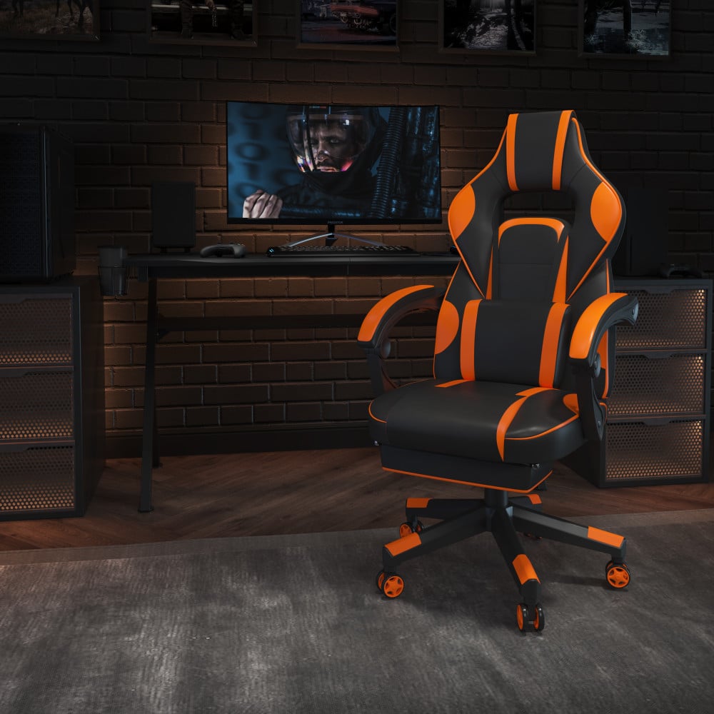 Flash Furniture X40 Gaming Chair With Fully Reclining Back And Arms, Black/Orange MPN:CH00288OR