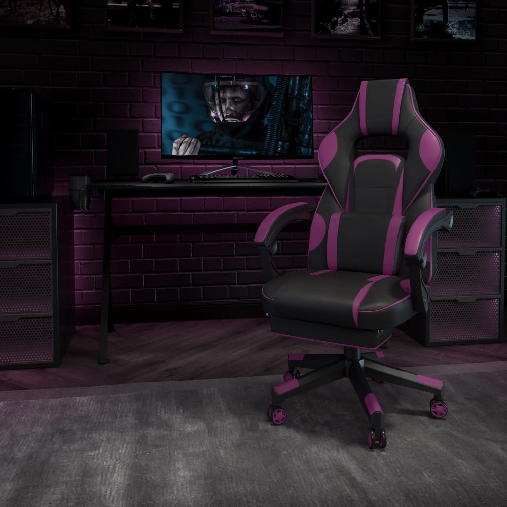 Flash Furniture X40 Gaming Chair With Fully Reclining Back And Arms, Black/Purple MPN:CH00288PR