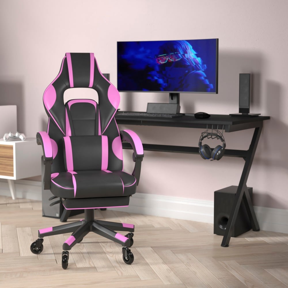 Flash Furniture X40 Ergonomic Faux Leather Racing Computer Gaming Chair, Black/Purple MPN:CH00288PRRLB