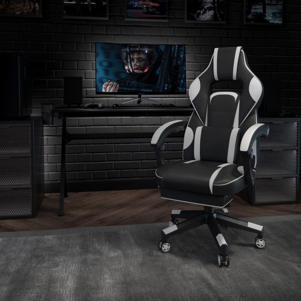 Flash Furniture X40 Gaming Chair With Fully Reclining Back And Arms, White/Black MPN:CH00288WH