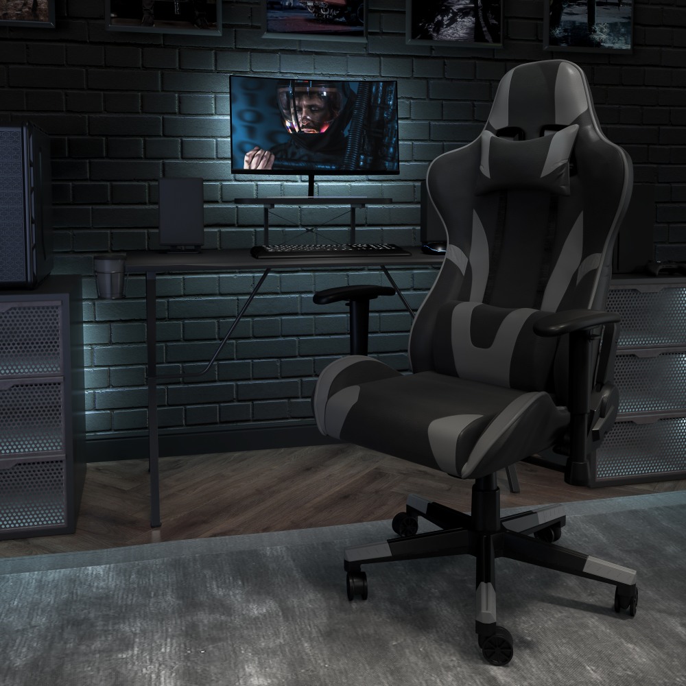 Flash Furniture X30 LeatherSoft Gaming Racing Chair, Gray/Black MPN:CH187230GY