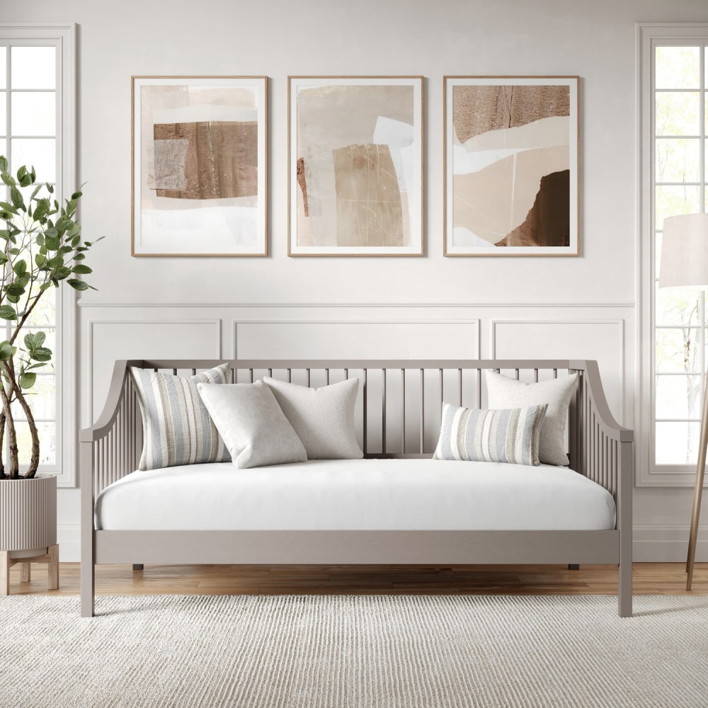 Flash Furniture Martha Stewart Neely Solid Wood Platform Daybed with Wooden Spindles and Slatted Foundation with No Box Spring Required, Gray, Twin MPN:MG090021DBTGY