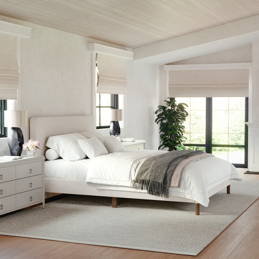 Martha Stewart Britta Upholstered Platform Bed with Rounded Headboard - TW3WDB01BQBG MPN:TW3WDB01BQBG