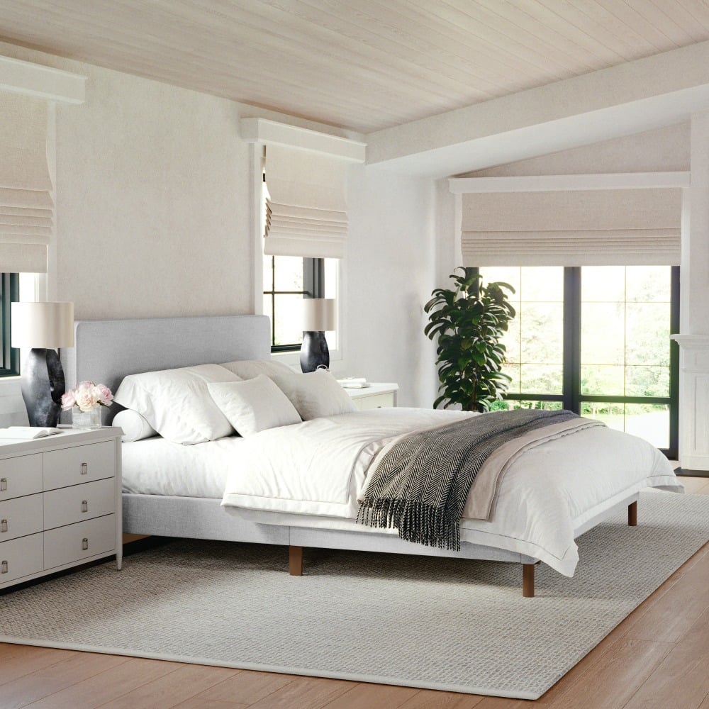 Martha Stewart Britta Upholstered Platform Bed with Rounded Headboard - TW3WDB01KGY MPN:TW3WDB01KGY