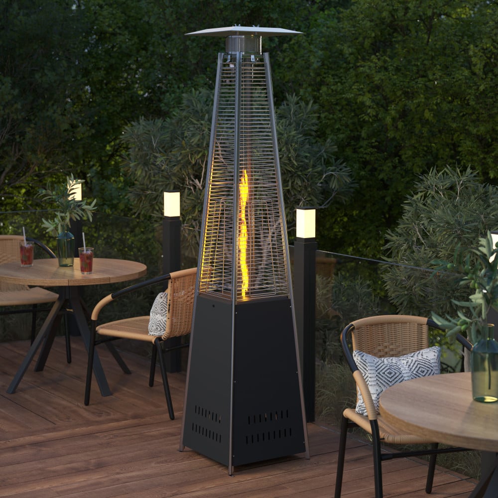 Flash Furniture Sol Patio Outdoor Propane Heater with Wheels, 90inH x 22-1/4inW x 22-1/4inD, Black MPN:NANFSDC02BK