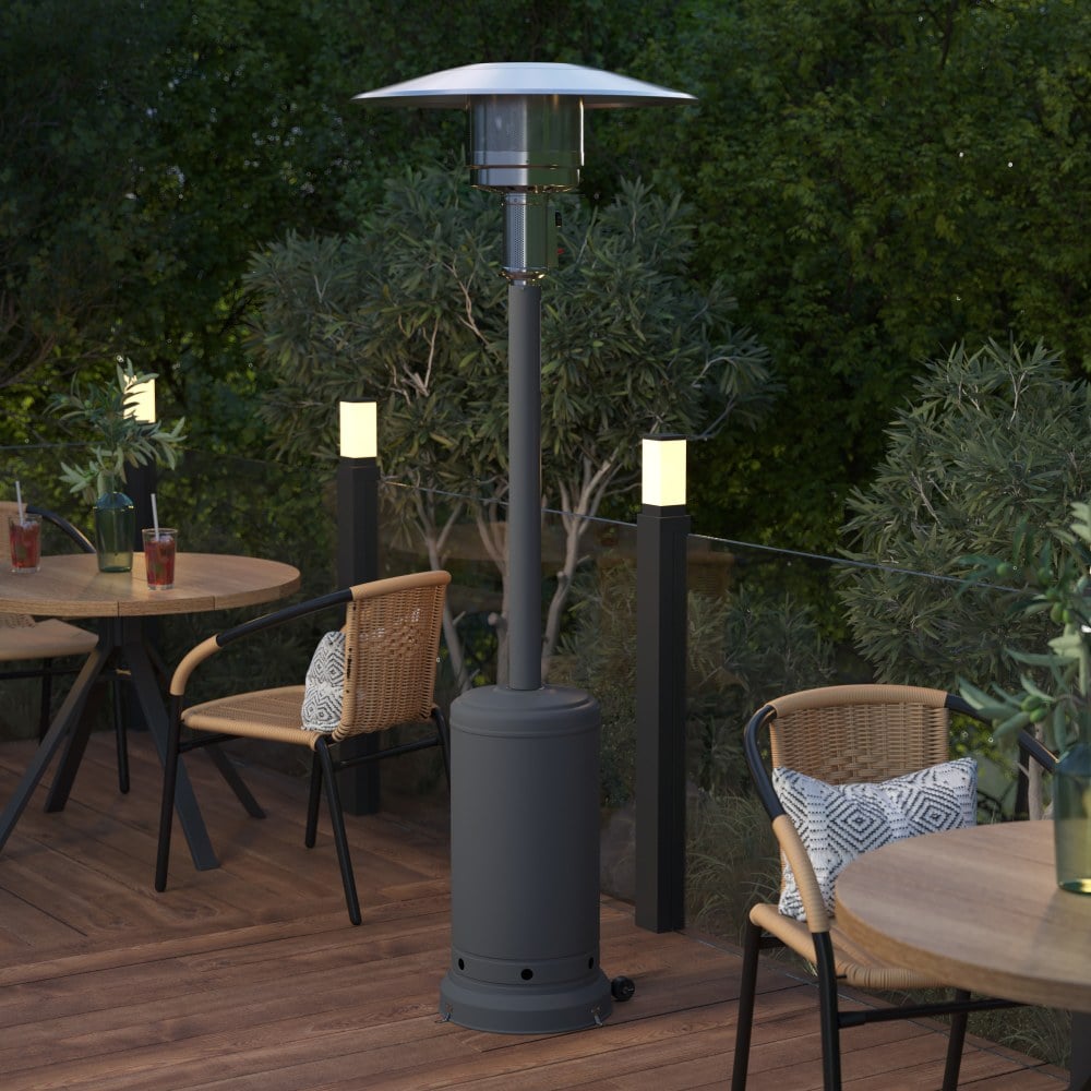 Flash Furniture Sol Patio Outdoor Propane Heater with Wheels, 87inH x 31inW x 18inD, Slate Gray MPN:NANHSSAGHGY