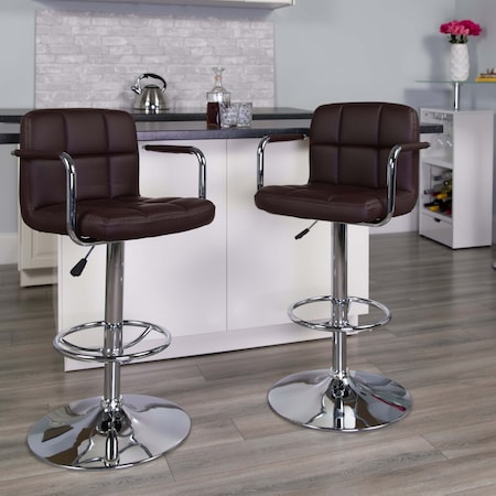 Brown Quilted Vinyl Barstool, PK2 MPN:2-CH-102029-BRN-GG