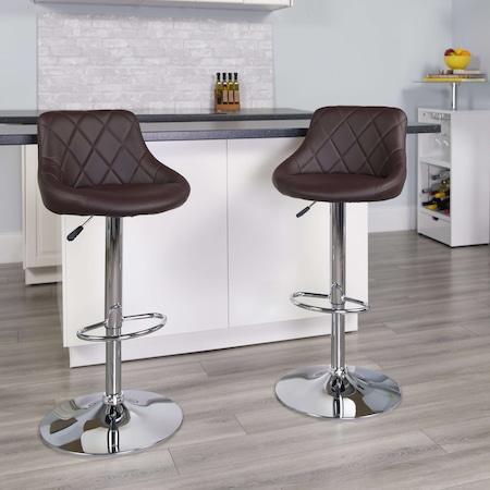 Brown Vinyl Barstool, PK2 MPN:2-CH-82028A-BRN-GG