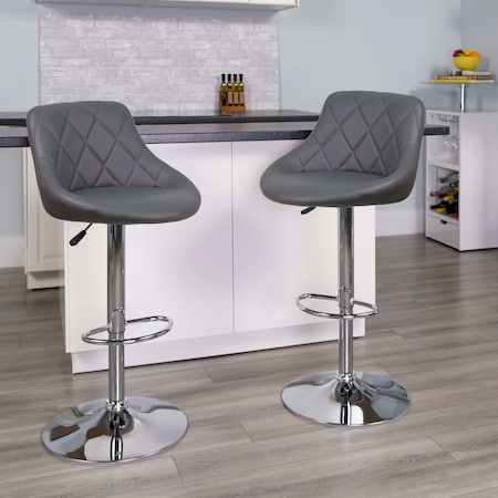 Gray Vinyl Barstool, PK2 MPN:2-CH-82028A-GY-GG