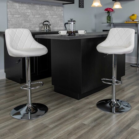 White Vinyl Barstool, PK2 MPN:2-CH-82028A-WH-GG