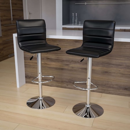 Black Vinyl Barstool, PK2 MPN:2-CH-92023-1-BK-GG