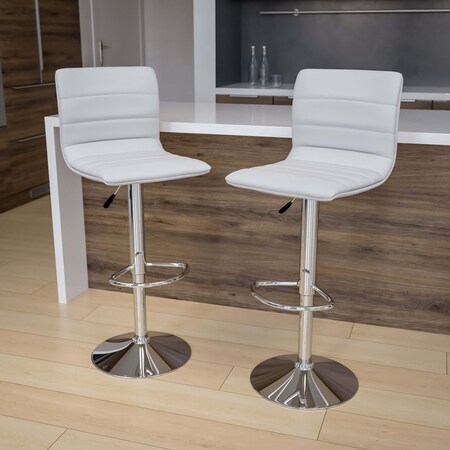 White Vinyl Barstool, PK2 MPN:2-CH-92023-1-WH-GG