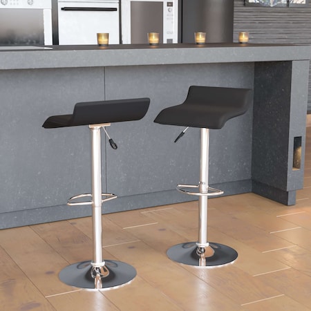 Black Vinyl Barstool, PK2 MPN:2-DS-801-CONT-BK-GG