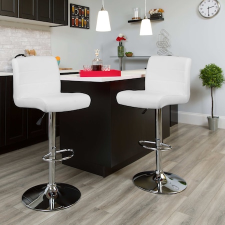 White Vinyl Barstool, PK2 MPN:2-DS-8101B-WH-GG