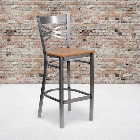 Clear X Stool-Nat Seat, PK2 MPN:2-XU-6F8B-CLR-BAR-NATW-GG