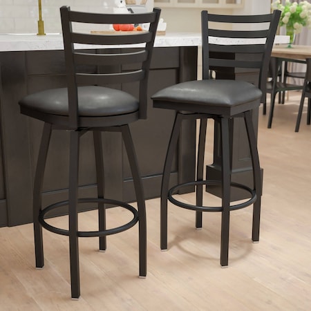 Black Ladder Stool-Black Seat, PK2 MPN:2-XU-6F8B-LADSWVL-BLKV-GG