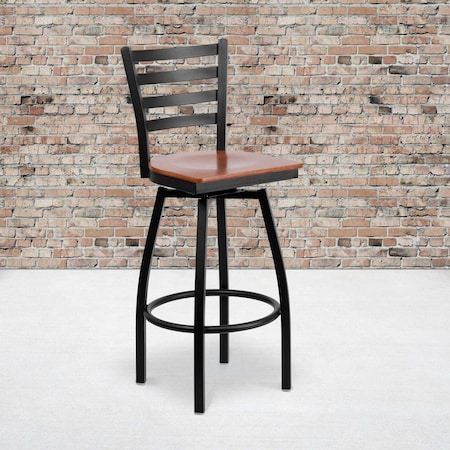 Black Ladder Stool-Cherry Seat, PK2 MPN:2-XU-6F8B-LADSWVL-CHYW-GG