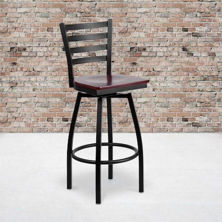 Black Ladder Stool-Mah Seat, PK2 MPN:2-XU-6F8B-LADSWVL-MAHW-GG