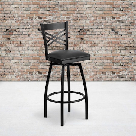 Black X Swivel Stool-Blk Seat, PK2 MPN:2-XU-6F8B-XSWVL-BLKV-GG