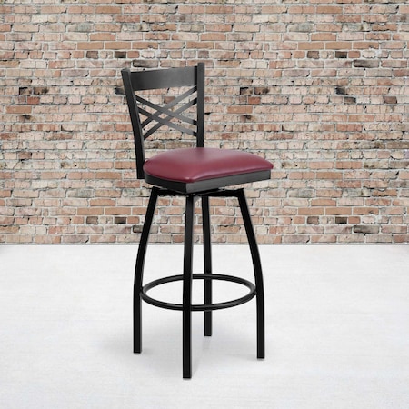 Black X Swivel Stool-Burg Seat, PK2 MPN:2-XU-6F8B-XSWVL-BURV-GG