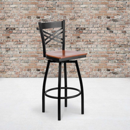 Black X Swivel Stool-Chy Seat, PK2 MPN:2-XU-6F8B-XSWVL-CHYW-GG