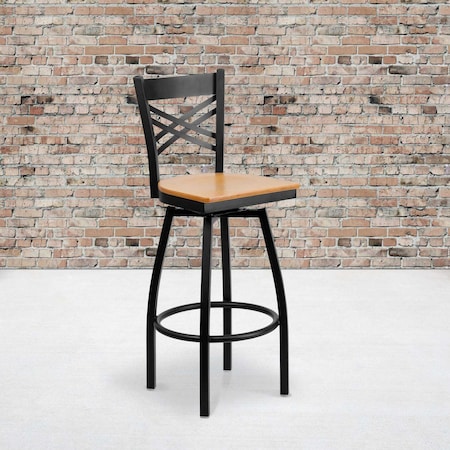Black X Swivel Stool-Nat Seat, PK2 MPN:2-XU-6F8B-XSWVL-NATW-GG
