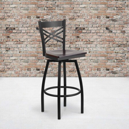 Black X Swivel Stool-Wal Seat, PK2 MPN:2-XU-6F8B-XSWVL-WALW-GG