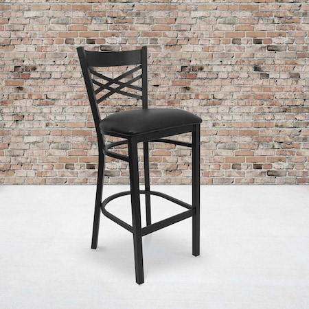 Black X Stool-Black Seat, PK2 MPN:2-XU-6F8BXBK-BAR-BLKV-GG
