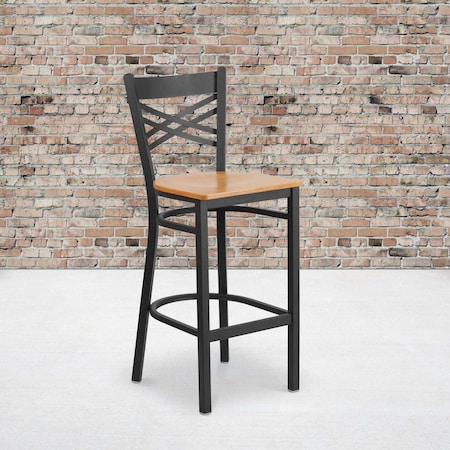 Black X Stool-Nat Seat, PK2 MPN:2-XU-6F8BXBK-BAR-NATW-GG