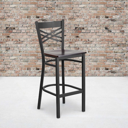 Black X Stool-Wal Seat, PK2 MPN:2-XU-6F8BXBK-BAR-WALW-GG