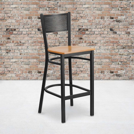 Black Grid Stool-Nat Seat, PK2 MPN:2-XU-DG-60116-GRD-BAR-NATW-GG