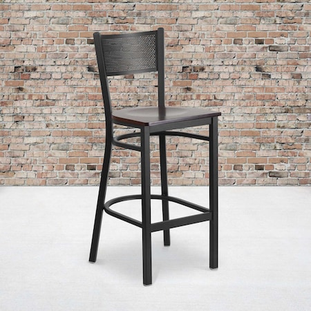 Black Grid Stool-Wal Seat, PK2 MPN:2-XU-DG-60116-GRD-BAR-WALW-GG