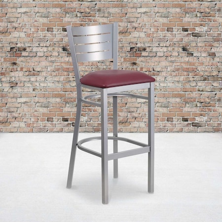 Silver Slat Stool-Burg Seat, PK2 MPN:2-XU-DG-60402-BAR-BURV-GG