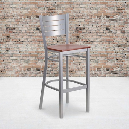Silver Slat Stool-Chy Seat, PK2 MPN:2-XU-DG-60402-BAR-CHYW-GG