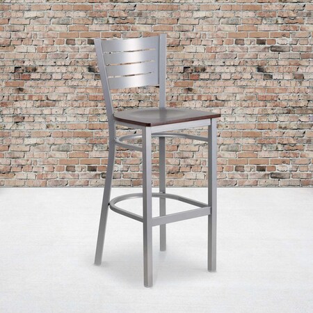 Silver Slat Stool-Wal Seat, PK2 MPN:2-XU-DG-60402-BAR-WALW-GG