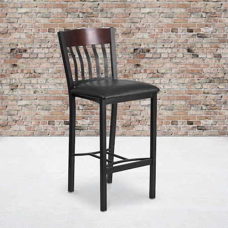 Bk/Nat Vert Stool-Black Seat, PK2 MPN:2-XU-DG-60618B-WAL-BLKV-GG