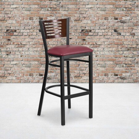Bk/Wal Slat Stool-Burg Seat, PK2 MPN:2-XU-DG-6H1B-WAL-BAR-BURV-GG