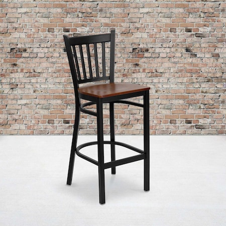 Black Vert Stool-Cherry Seat, PK2 MPN:2-XU-DG-6R6B-VRT-BAR-CHYW-GG
