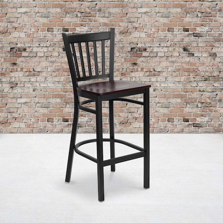 Black Vert Stool-Mah Seat, PK2 MPN:2-XU-DG-6R6B-VRT-BAR-MAHW-GG