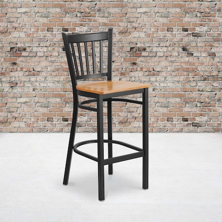 Black Vert Stool-Nat Seat, PK2 MPN:2-XU-DG-6R6B-VRT-BAR-NATW-GG
